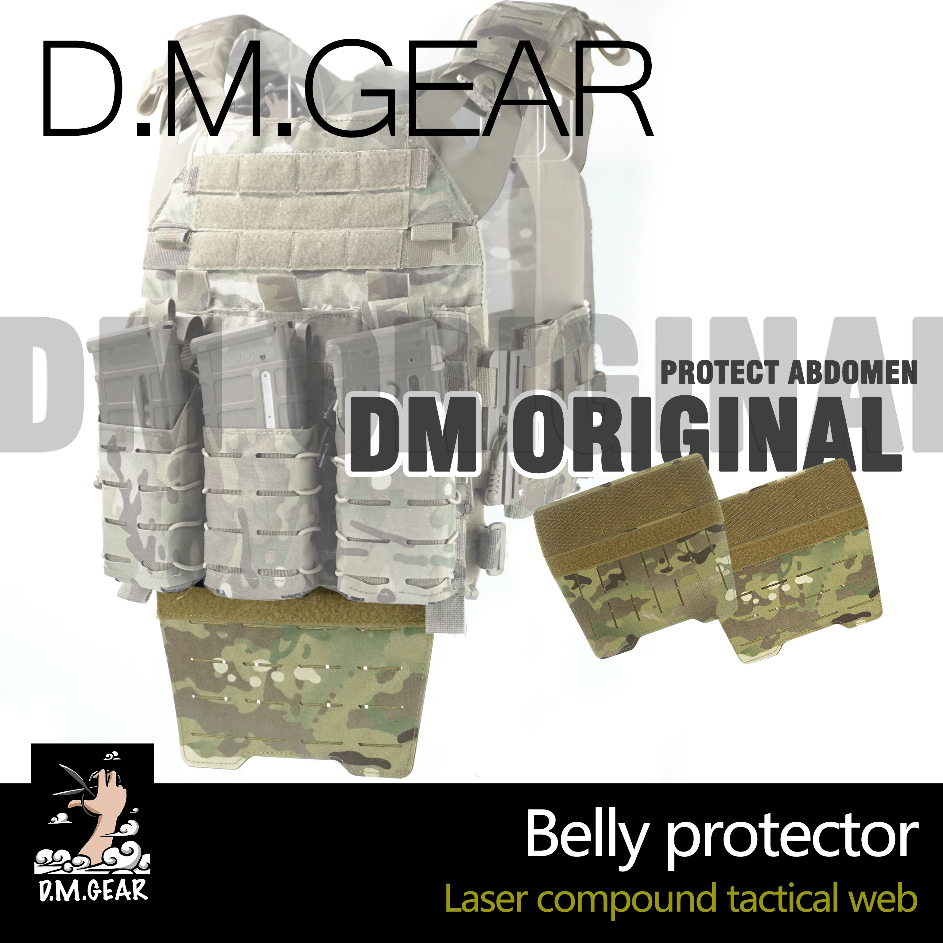 DMgear-Panel de armadura táctica, corte láser de doble cara para bolsa MOLLE, chaleco táctico para vientre, protector de entrepierna Molle LST de doble cara - imagen 3