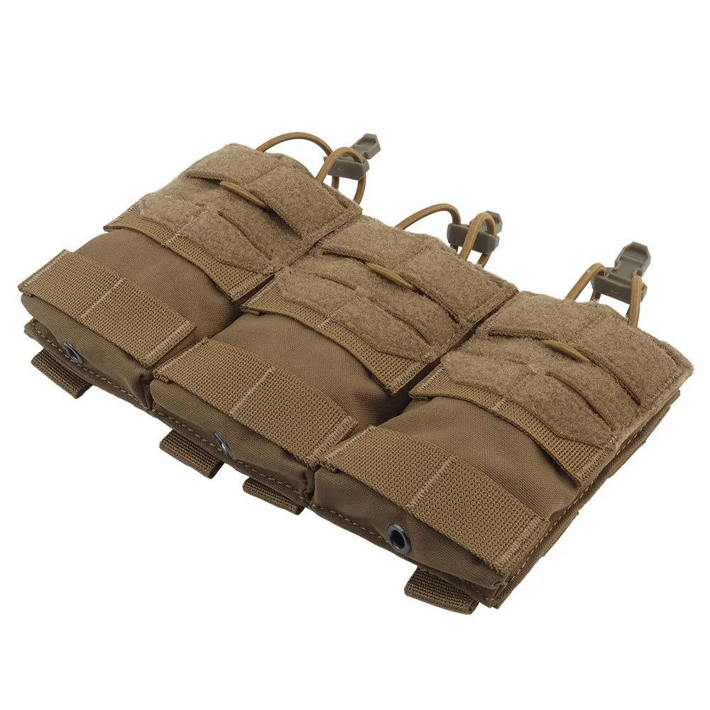 Bolsa táctica Triple para cargador M4 Rifle 5,56, Panel de placa frontal, cuerda elástica MOLLE MAG, soporte JPC AVS, accesorios para chaleco de caza - imagen 3