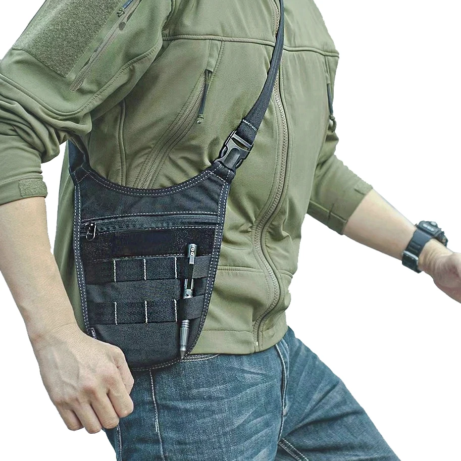 Bolso de hombro táctico, bolso de agente para las axilas, riñonera oculta para hombre, paquete antirrobo para llaves de teléfono de viaje al aire libre Molle, bolsillo para herramientas EDC - imagen 4