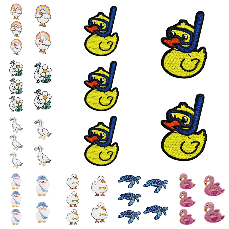 5 unids/lote parche bordado de dibujos animados parches para planchar para ropa parches termoadhesivos DIY insignias de rayas de animales en la mochila