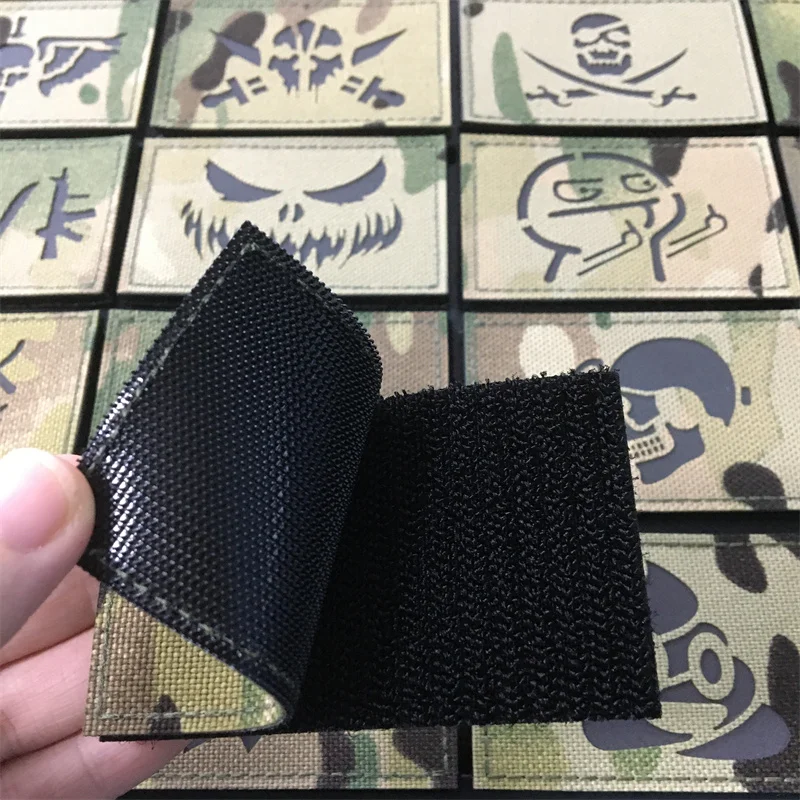 Parches reflectantes infrarrojos tácticos Multicam, parches de moral de corte láser para mochila, chaleco, ropa, insignias para exteriores, gancho y bucle - imagen 2