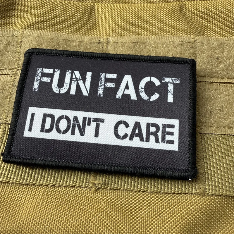 Fun Fact I Don't Care Parche táctico con gancho y bucle, insignia de moral, apliques para mochila para ropa - imagen 4