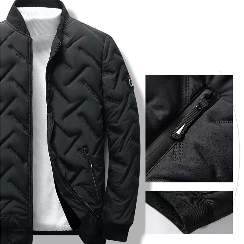 Chaquetas acolchadas de algodón para hombre, ropa de calle de moda coreana, informal, con cuello levantado, para acampar, senderismo, abrigo masculino, otoño, invierno, - imagen 4