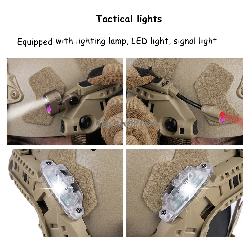 Riel guía arco ajustable para casco táctico con batería LED IR - imagen 5