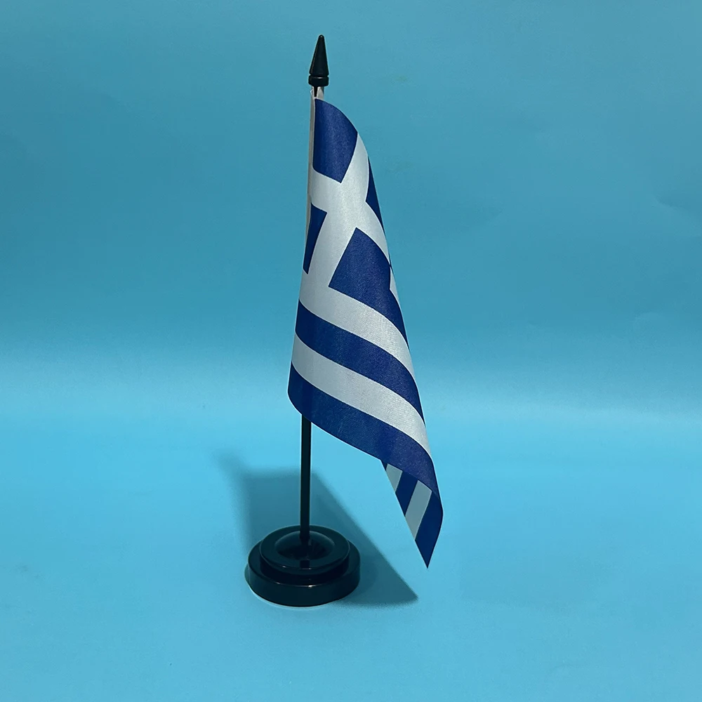 BANDERA DE SKY, bandera de escritorio de oficina, bandera de Grecia, 14x21cm, bandera de mesa de poliéster, bandera nacional griega, adornos de escritorio, banderas - imagen 5