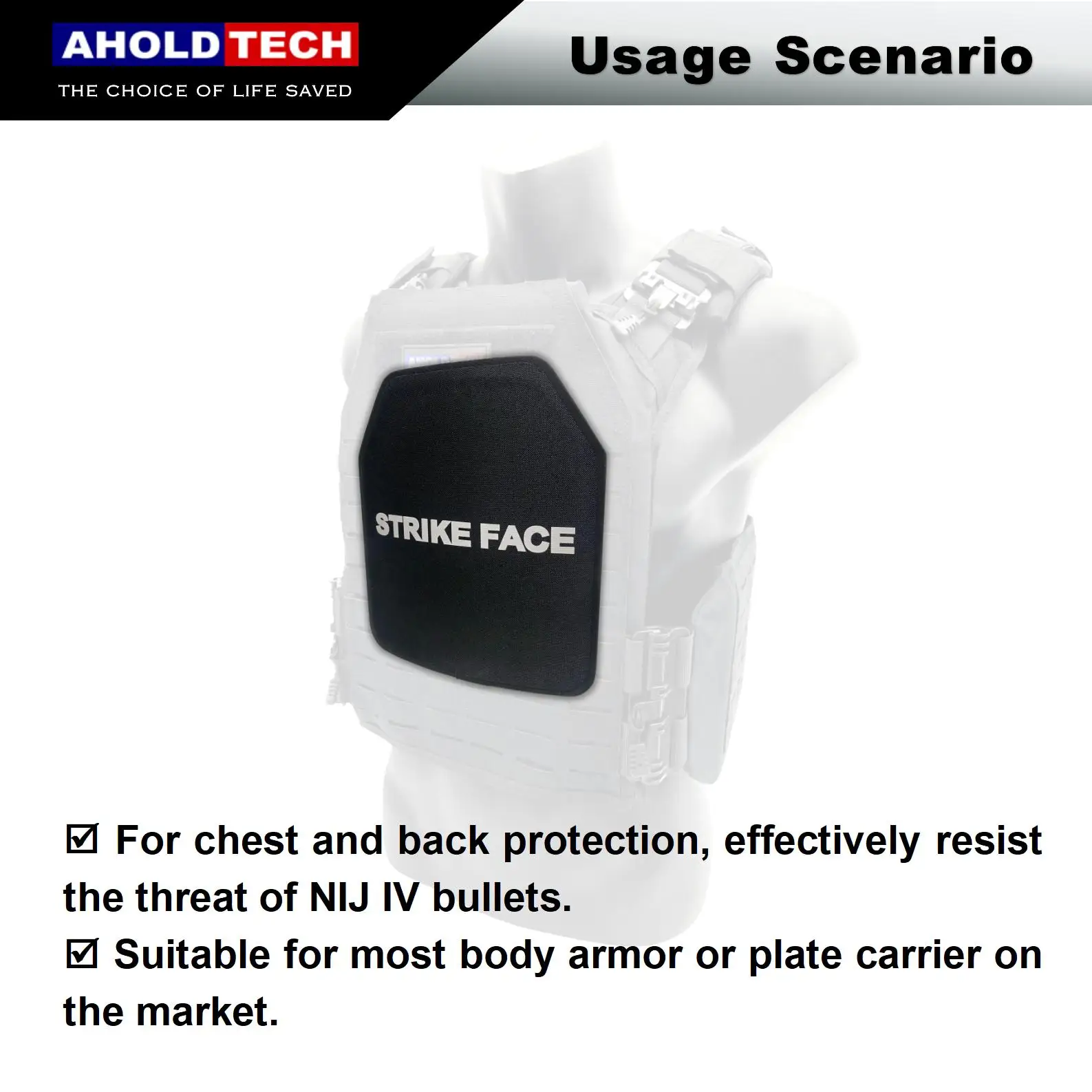 Placa de armadura dura NIJ IV, 63,30 7,62 x M2, Piercing SiC + PE, chaleco balístico a prueba de balas, 10X12, corte SAPI de curva única, Independiente - imagen 5