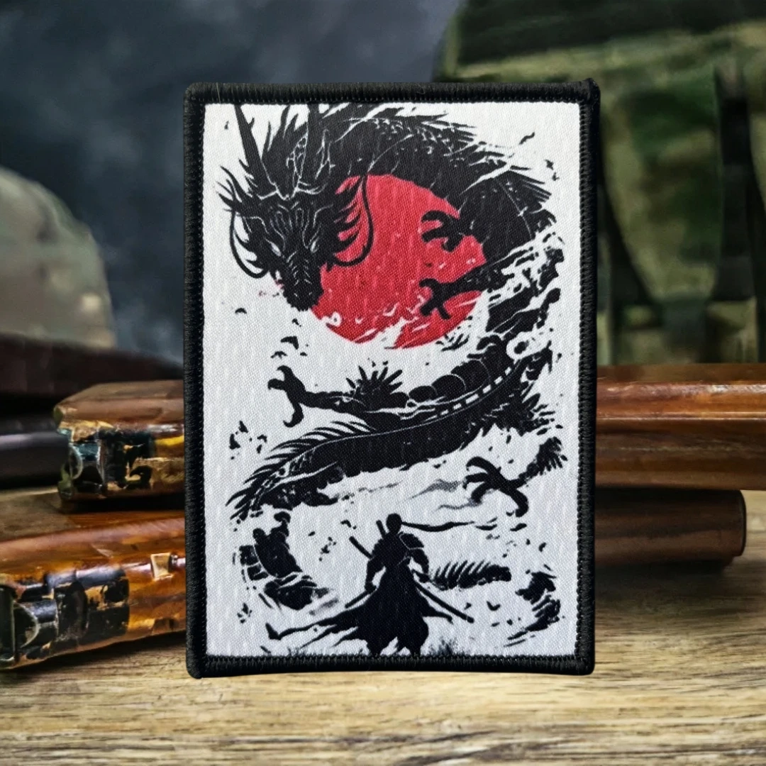 Parche táctico samurái dragón japonés – Insignia MOLLE Velcro