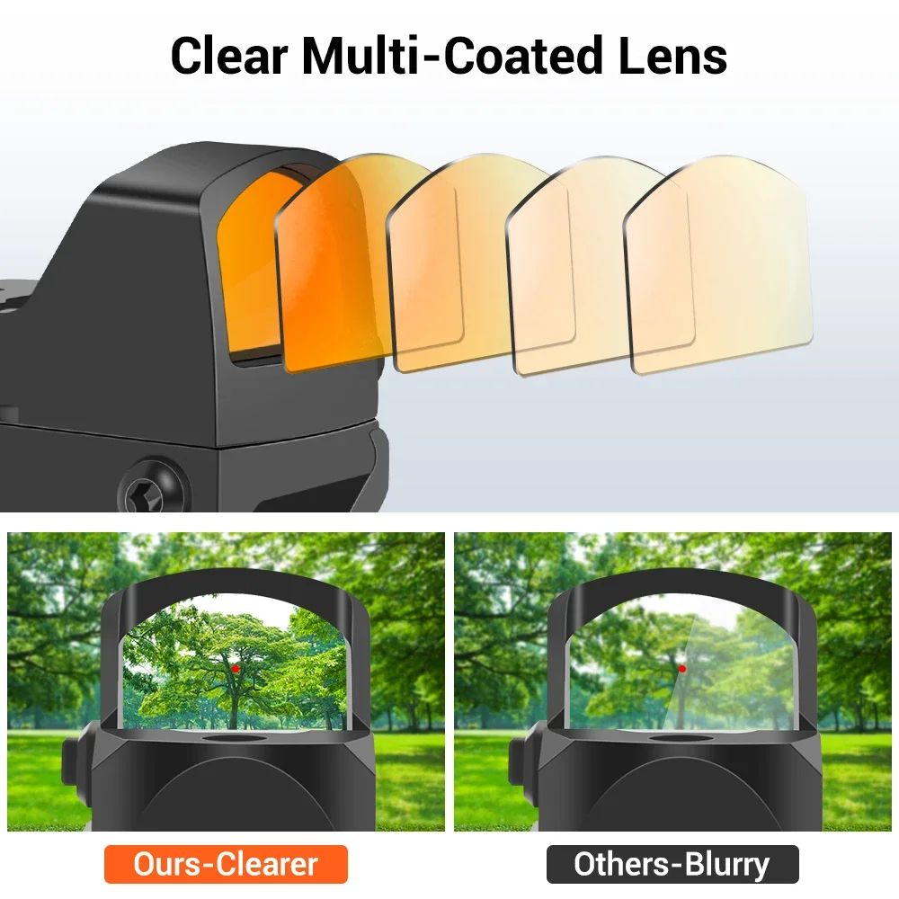 Mira réflex de punto rojo MOA, colimador óptico compacto de alcance de punto rojo con 7 ajustes de brillo para rieles de 20mm, 3 - imagen 3