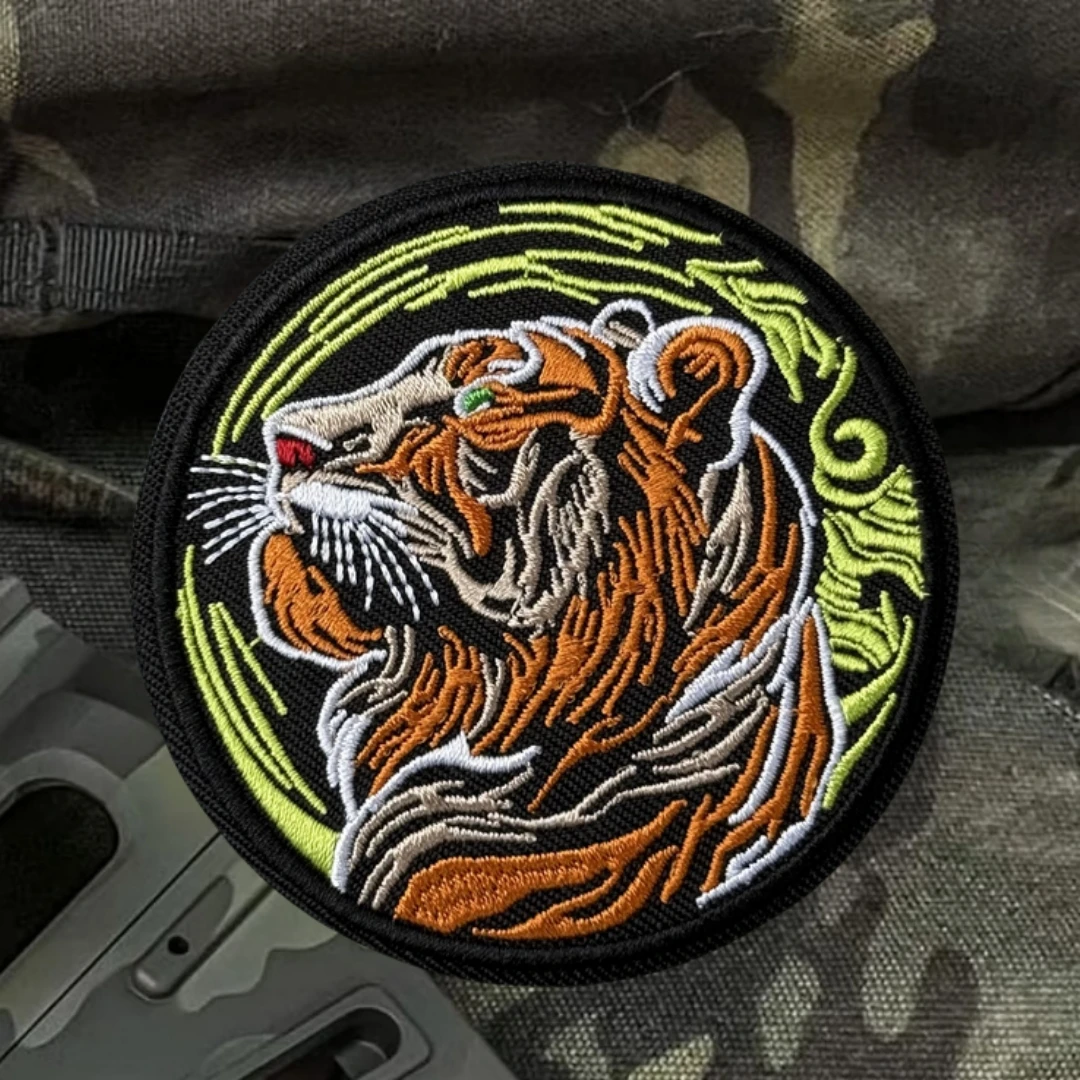 Parche de insignia de moral divertido, emblema militar, brazalete táctico, parches de gancho y bucle bordados de tigre para ropa, pegatinas para mochila - imagen 4