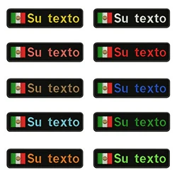 Parche de texto con nombre personalizado bordado, insignia de rayas, hierro, bandera mexicana, México, 10x2,5 cm