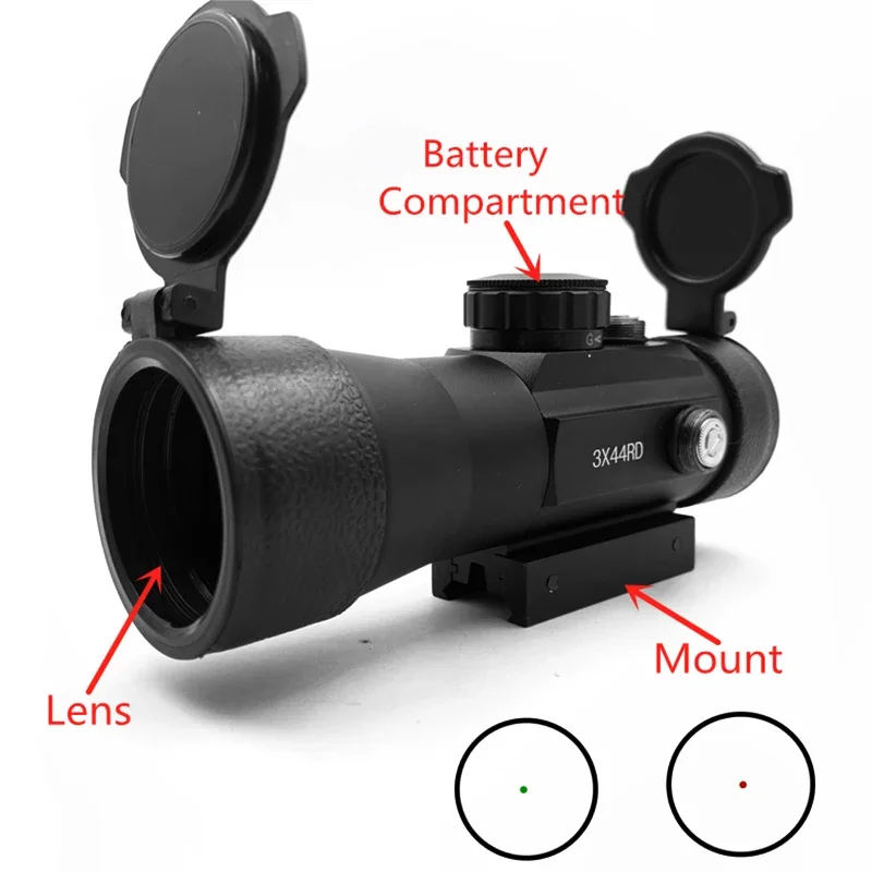 Mira telescópica de punto rojo y verde, accesorio óptico táctico de caza, apto para riel de 11/20mm, para Rifle de caza, miras de pistola de aire, 3x44 - imagen 5