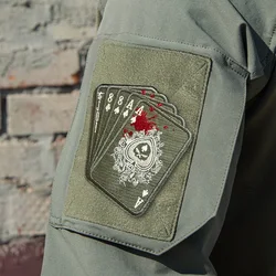 Parche táctico bordado cartas de póker esqueleto para mochila