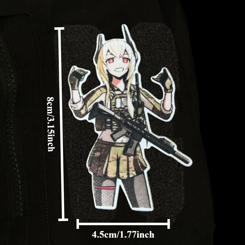 Parche táctico anime chica con velcro gancho y bucle para niña - imagen 3