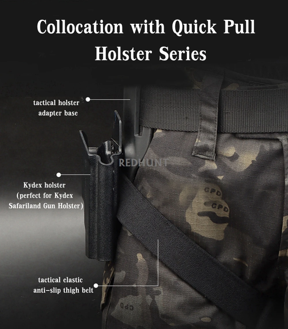 Conjunto de plataforma de pierna táctica, correas para el muslo de caza, cinturón de ancha baja, funda de paleta BElt, colgador de correas para piernas con hebilla de liberación rápida - imagen 3