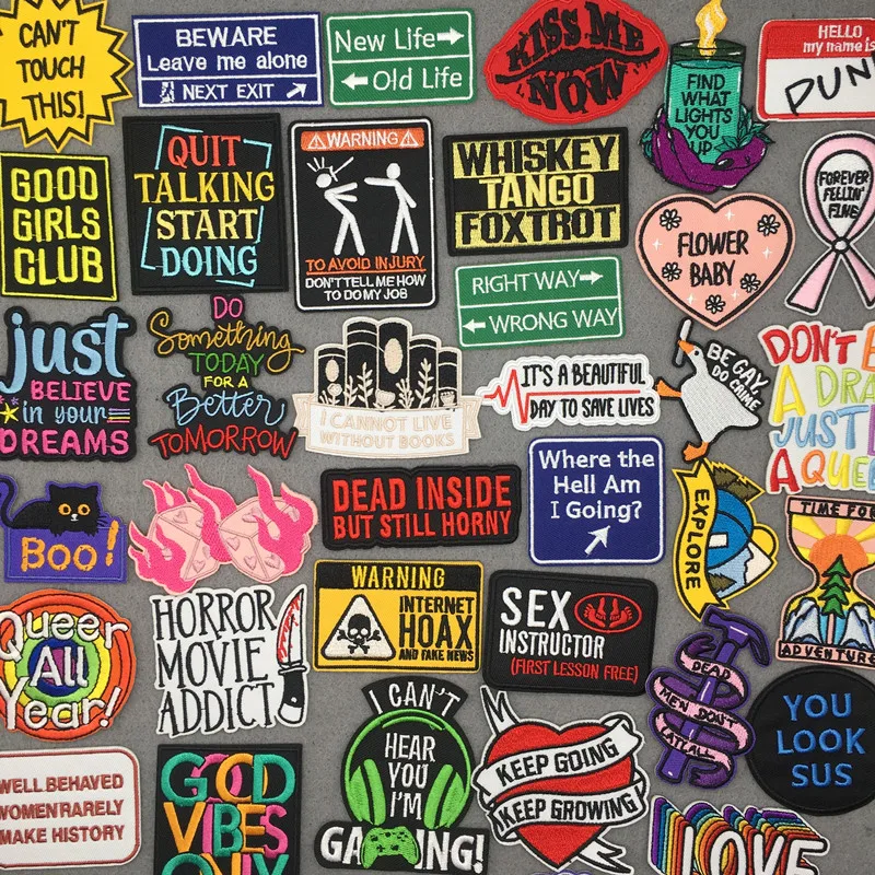 Parche bordado de letras de dibujos animados para ropa, apliques divertidos de animales, pegatinas de ropa - imagen 2