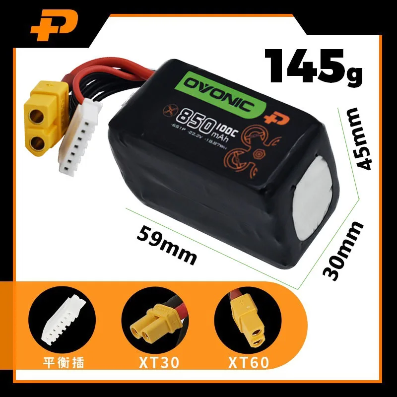 2 uds OVONIC 4S 6S 850mAh 1050mAh 1300mAh 1550mAh batería Lipo para RC FPV avión Quadcopter helicóptero piezas de drones - imagen 3