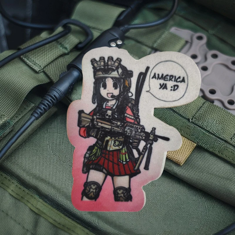 Parche con estampado de chica de animación de Anime, gancho y bucle militar, insignia de moral táctica, mochila, parches adhesivos decorativos para ropa - imagen 5