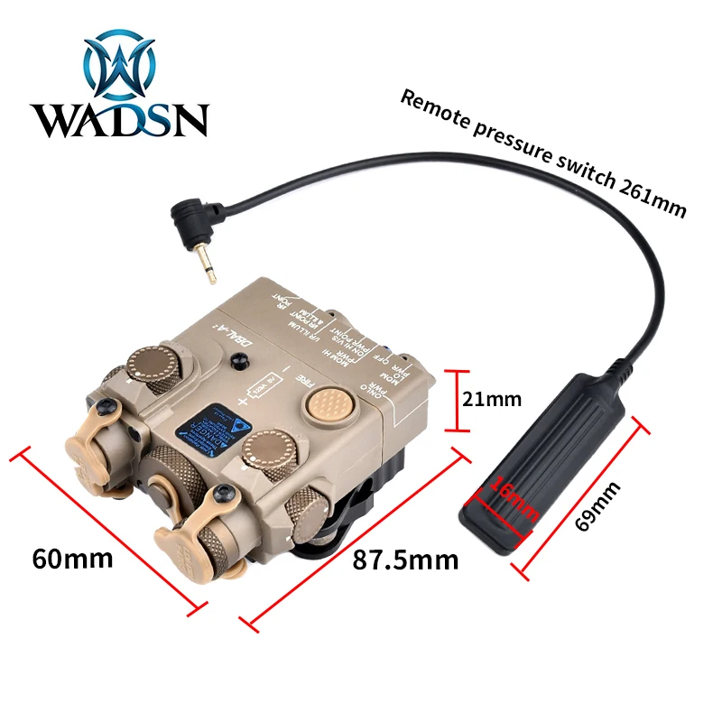 WADSN DBAL-A2 táctico Airsoft Mini PEQ láser punto IR apuntando verde láser estroboscópico Iluminación Visión Nocturna caza Flashligt - imagen 4