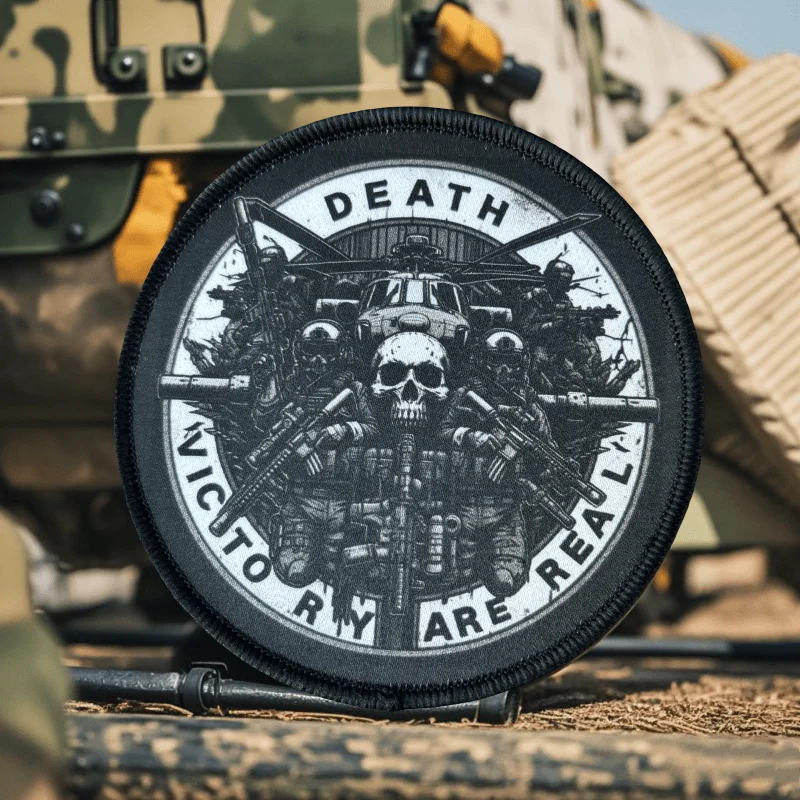 Emblema de gancho y bucle con estampado de calavera, parche táctico de moral REAL, insignia militar, brazalete de combate, pegatinas para mochila - imagen 3