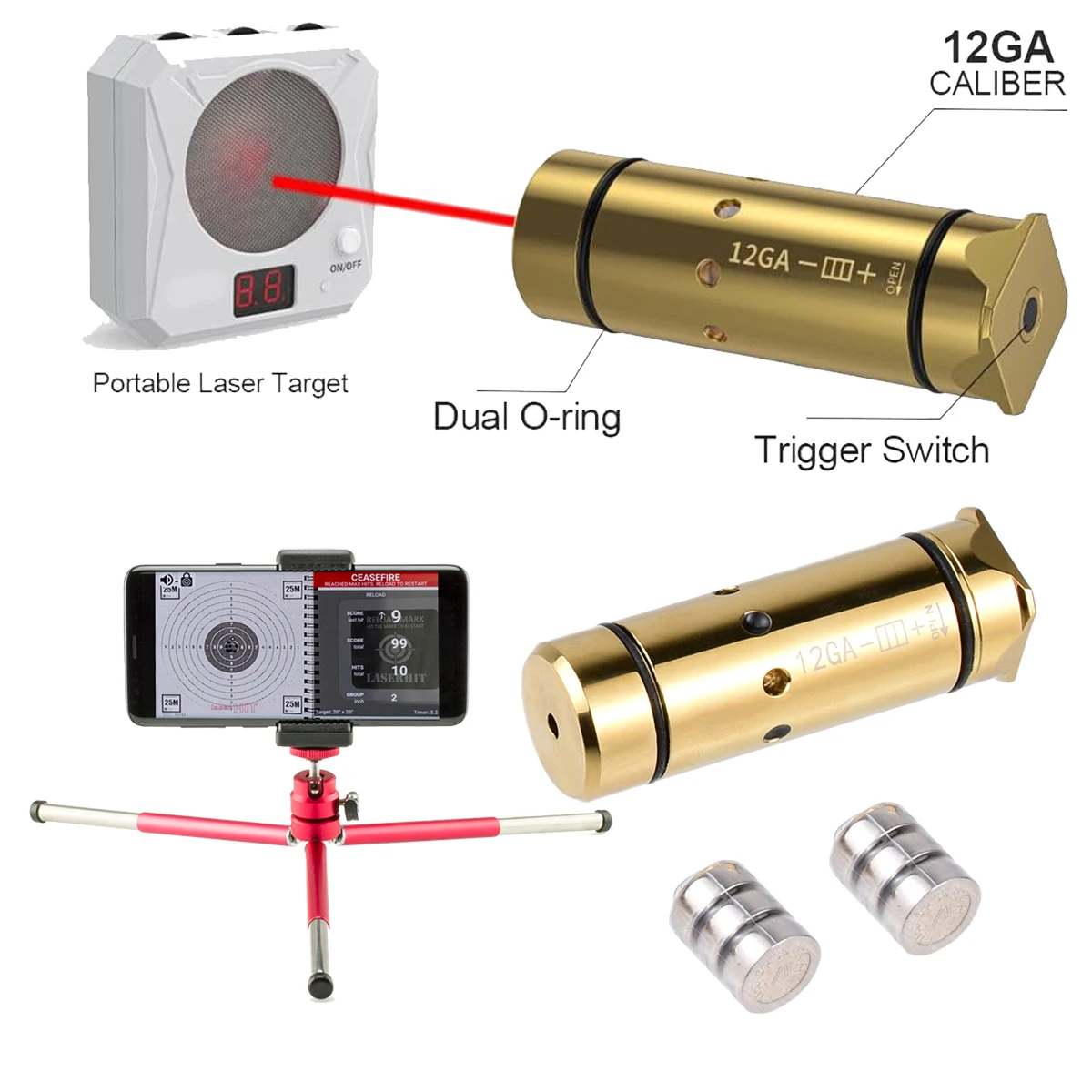 Cartucho láser 12GA 9mm fuego seco 9x19mm/7,62x39/380ACP/223Rem para practicar entrenamiento láser cartucho de entrenador de balas vista de orificio - imagen 2