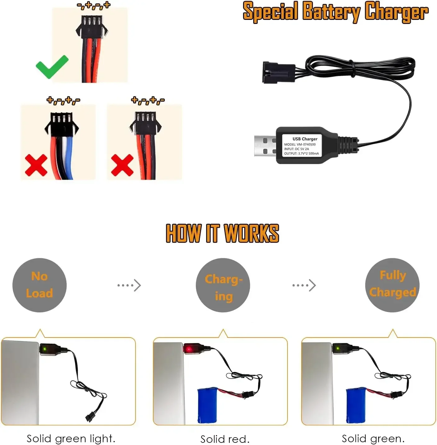 Batería recargable de iones de litio de 2000mAh, 7,4 V, 15C, enchufe inverso de SM-4P con cargadores USB para pistola de agua eléctrica RC - imagen 5