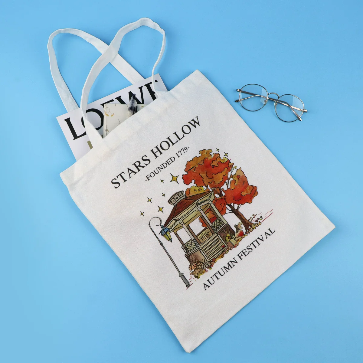 Bolso de hombro con diseño hueco de estrellas para niña, bolso de lona, bolso de mano plegable, bolso de compras para mujer, bolsa de almacenamiento Vintage