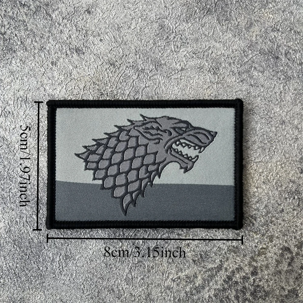 Parche de lobo, insignia de moral táctica, emblema del ejército militar, pegatina para mochila, parches tejidos con gancho para ropa - imagen 2