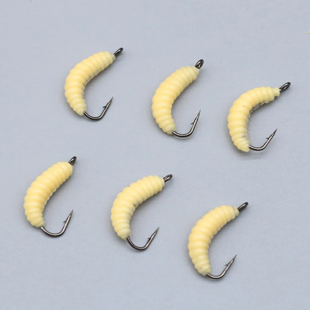 50 Uds gusano suave pan gusano pesca cebo ganchos cebo Artificial cebo suave bagre lubina trucha agua dulce aparejos de pesca de agua salada - imagen 2