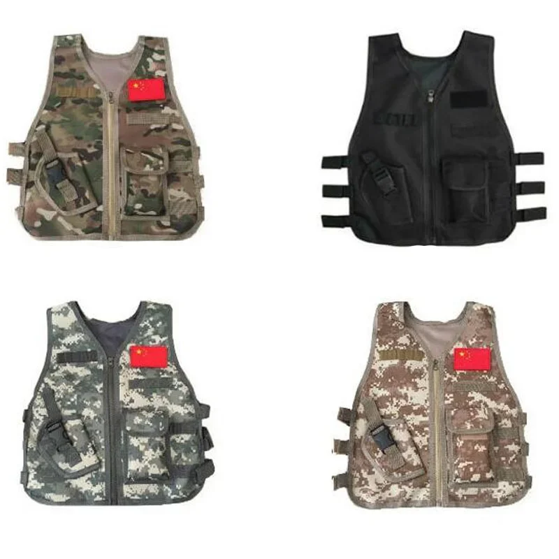 Chaleco de francotirador de camuflaje para niños, ropa de caza para niños y niñas, chaleco Airsoft, uniforme táctico de combate, ropa militar de jungla