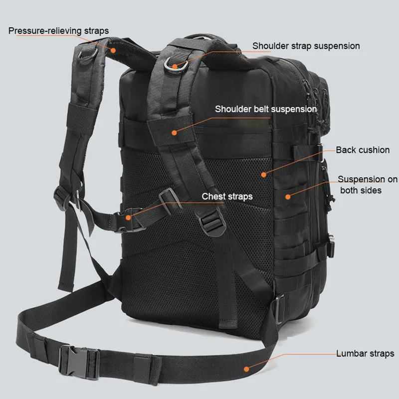 Mochila de acampada para deportes al aire libre para hombre, bolsa de senderismo y montañismo, gran capacidad, 45l, 3P - imagen 5