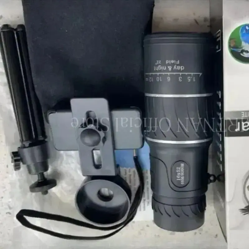 Potente telescopio Monocular HD 16X52, binoculares de largo alcance de 3000m, visión nocturna de poca luz para turismo, caza y acampada