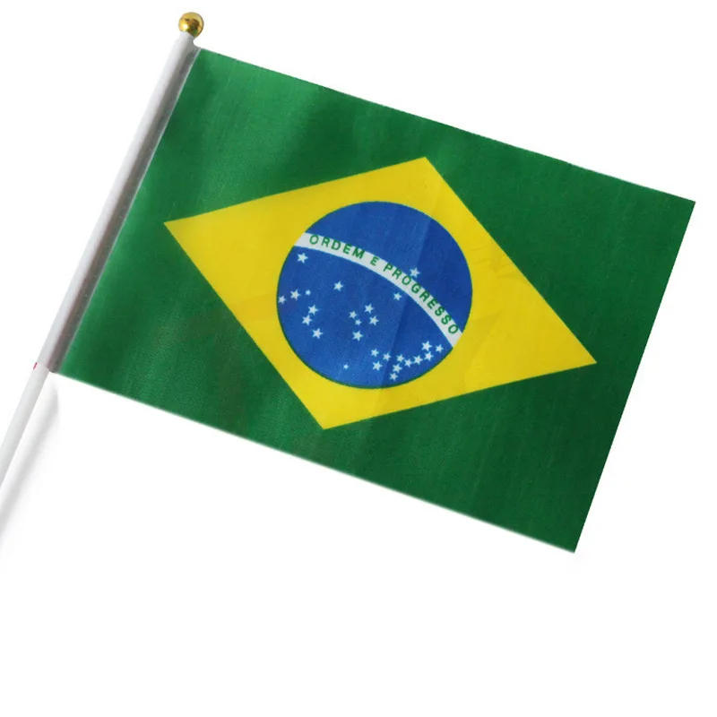 10 unids/lote banderas onduladas a mano de Brasil 14x21cm bandera de Brasil al por mayor - imagen 4