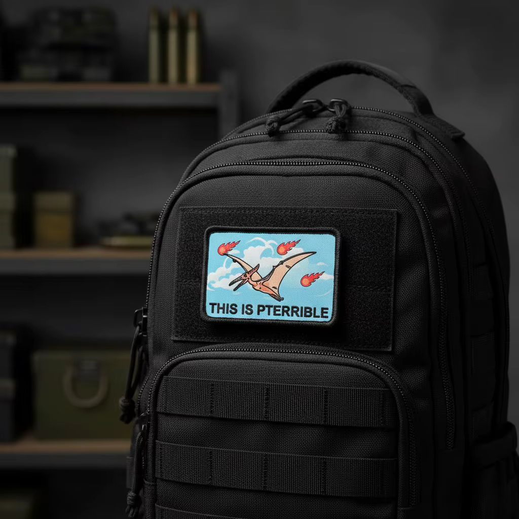 Parche táctico dinosaurio con gancho y bucle para mochila