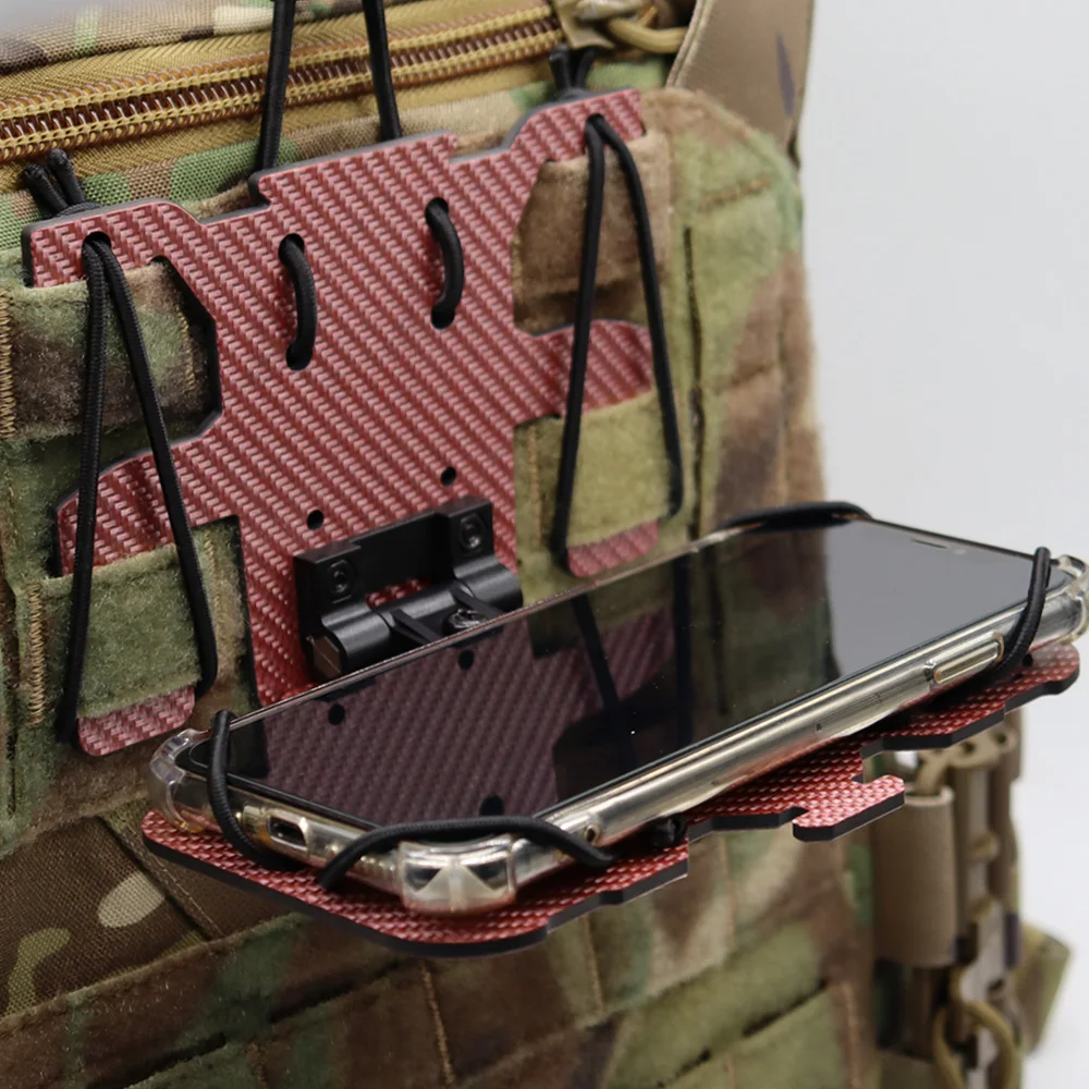 Tablero de navegación plegable MOLLE de fibra de carbono táctico, chaleco Airsoft de caza, soporte para teléfono móvil, soporte para teléfono en el pecho, nuevo estilo - imagen 4