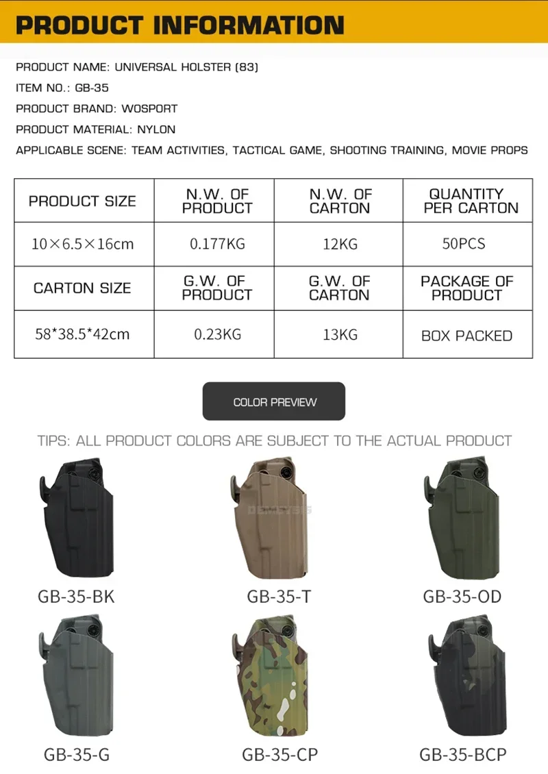 Funda de cinturón de liberación rápida, fundas tácticas para pistolas CS, funda de transporte para pistola de caza y Paintball para GLOCK 17, 20, 21, 22, 31, 37 - imagen 4