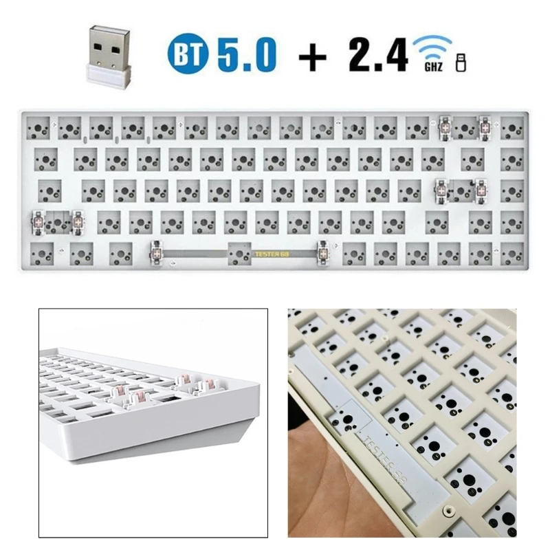 CIY-Kit de teclado mecánico inalámbrico RGB de modo Dual, montaje de PCB, 68-65%, 5,0G, intercambiable en caliente, envío directo - imagen 3
