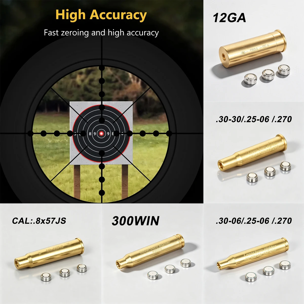 Boresight láser multicalibre para 12GA, 20GA, 5,45x39, 7,62x39, 9x19mm - imagen 3