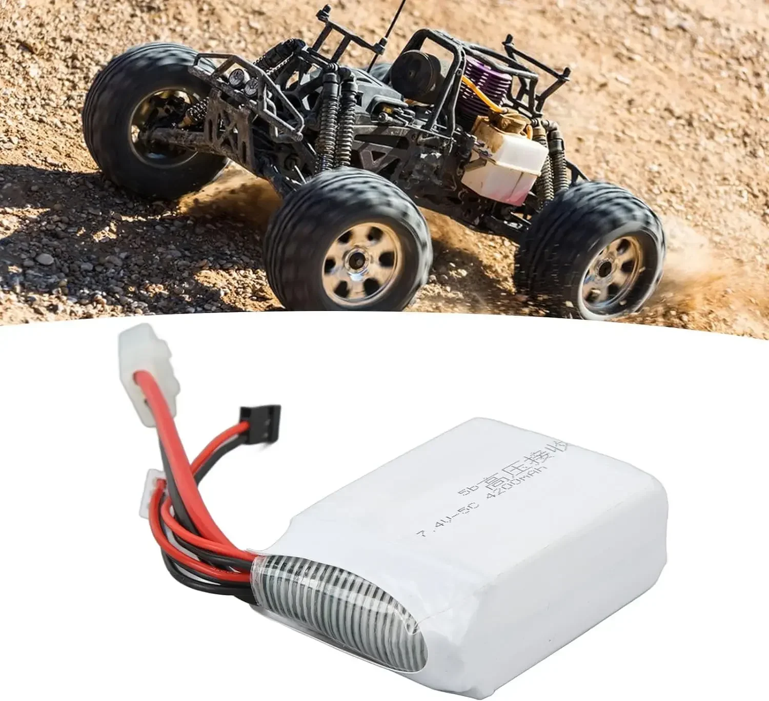 Receptor de alto voltaje de 7,4 V y 4200mAh, batería Lipo, enchufe Tamiya para ELK-RACING baja 5B 5t 5sc, accesorio de modelo de coche RC - imagen 4