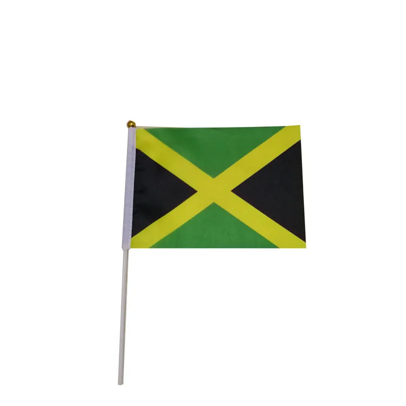 10 unids/lote banderas onduladas a mano de Jamaica 14x21cm bandera de Jamaica al por mayor - imagen 2