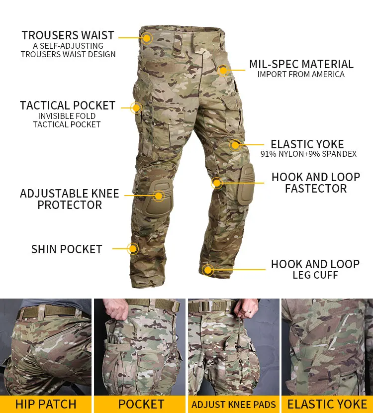 Emersongear-Conjunto de uniforme de combate táctico G3, versión mejorada 2019, traje para hombre, camisas, pantalones, Tops, pantalones de carga EM9501 EM9319 - imagen 5