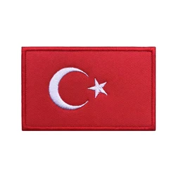 Banda de brazo de Turquía con bandera turca, parche bordado de gancho y bucle o planchado, insignia de tela, raya Moral militar, 1 unidad