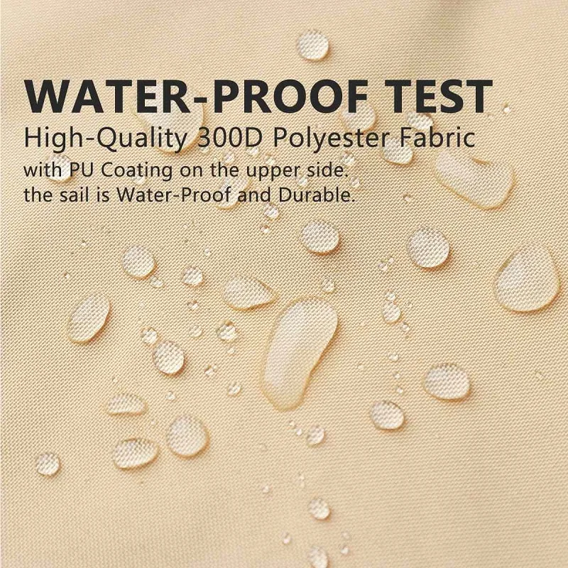 Toldo impermeable 300D, vela de sombra rectangular, cuadrada, gris, para jardín, terraza, visera de natación, camping, senderismo, surf - imagen 5