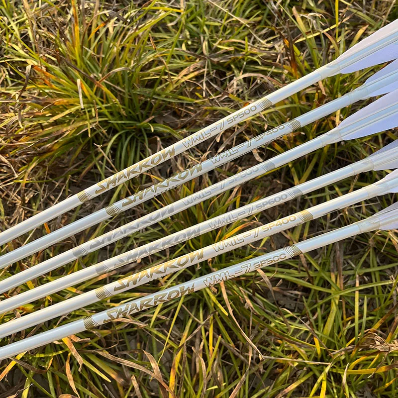 6/12pc 33,7 "flecha de carbono puro ID6.2mm columna vertebral 400/500/600/700/800 Pin Nock tiro con arco recurvo arco compuesto caza tiro objetivo - imagen 5