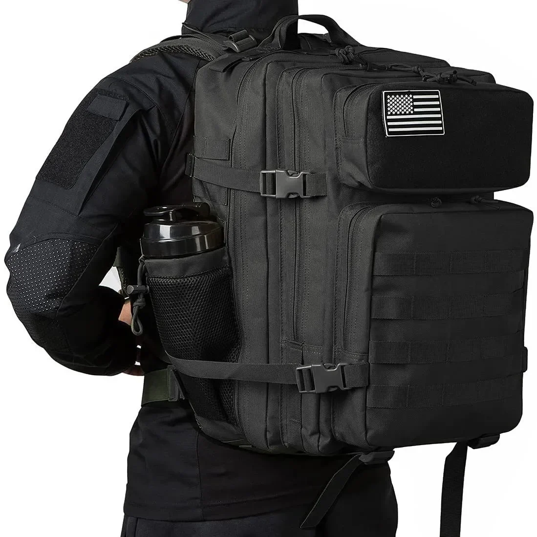 Mochila táctica 2525L/45L para exteriores para mujeres/hombres corte láser Molle senderismo paquete de 3 días mochila escolar mochila de gimnasio con portavasos doble - imagen 3