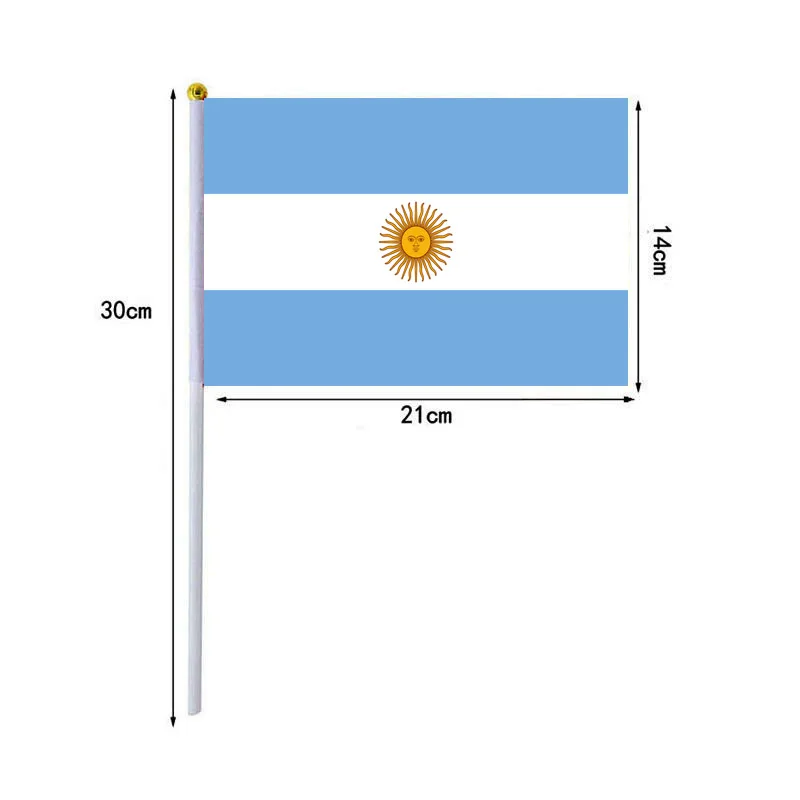 Banderas de Argentina para agitar a mano, 14x21cm, venta al por mayor, 10 unidades por lote