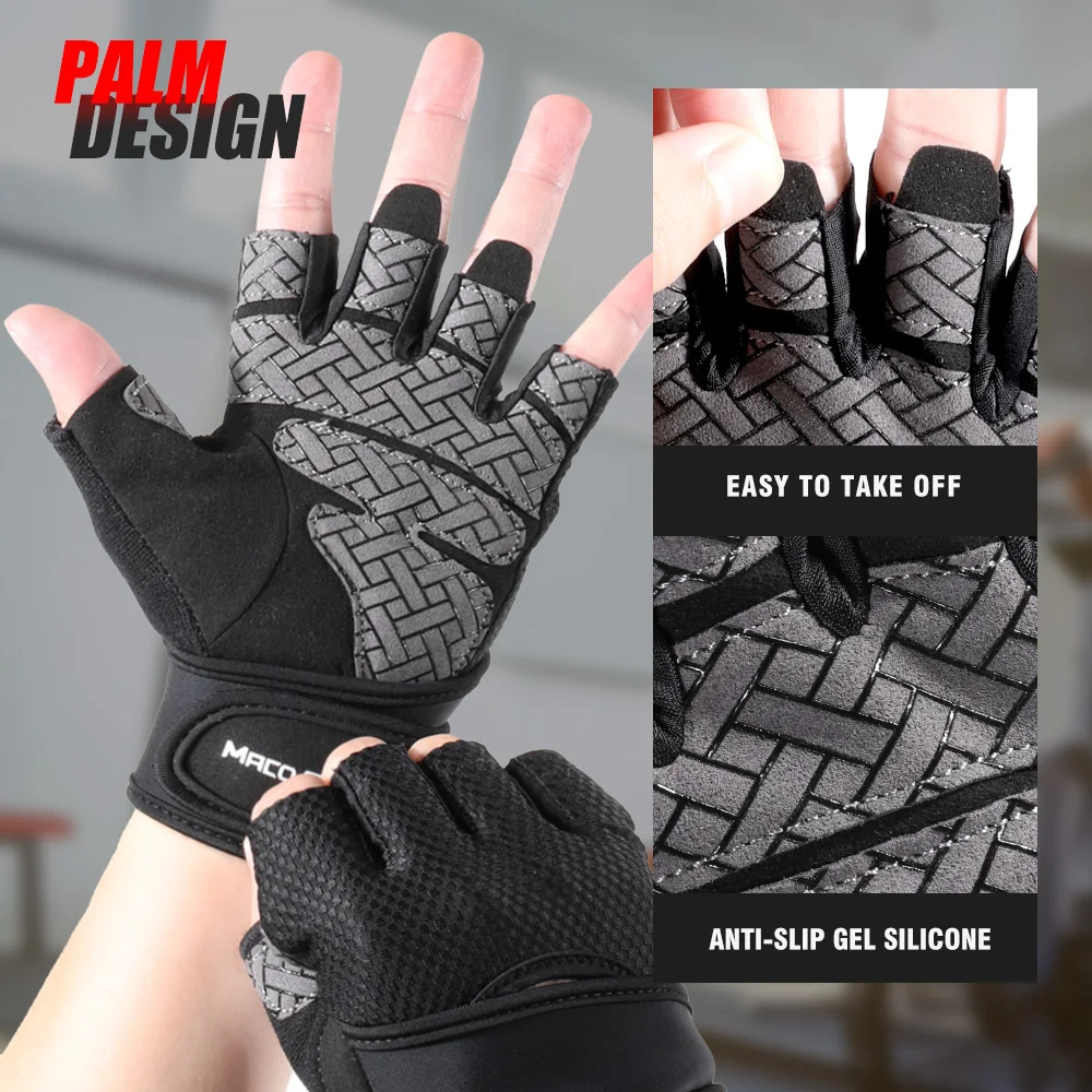 Guantes de gimnasio Fitness levantamiento de pesas culturismo entrenamiento deportes ejercicio ciclismo entrenamiento antideslizante medio dedo guante hombres mujeres - imagen 3