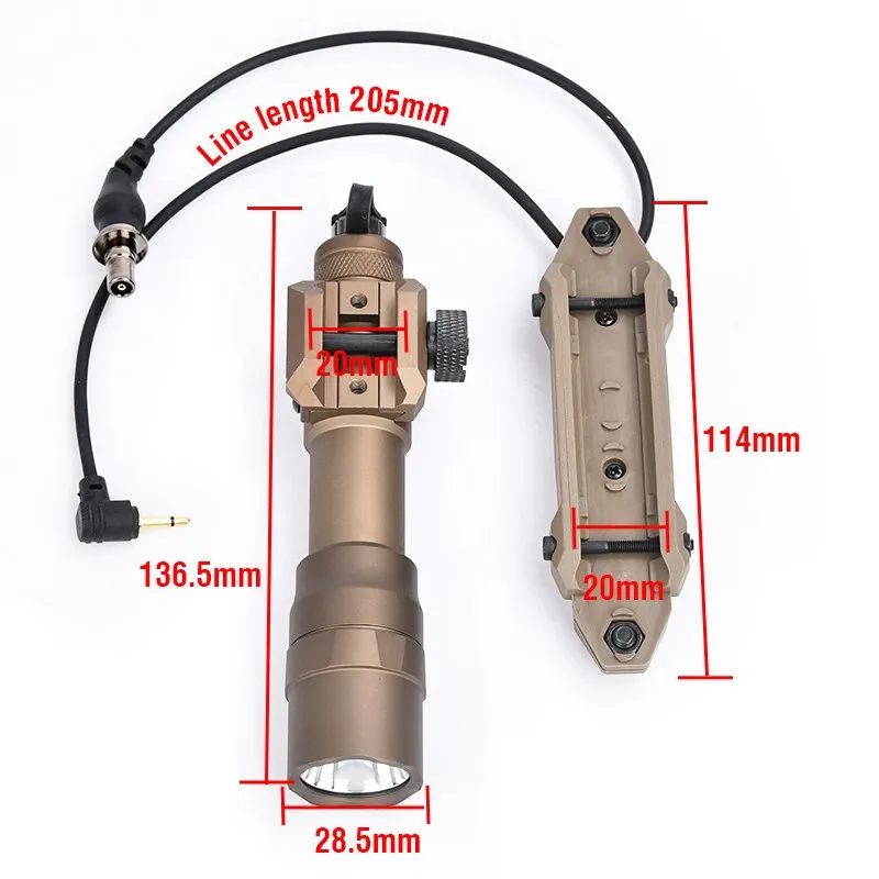 Linterna Táctica WADSN M600 / M600DF Scout Light, 1400 lúmenes, con conector de 2.5MM, compatible con riel Picatinny de 20mm, accesorio para caza - imagen 5