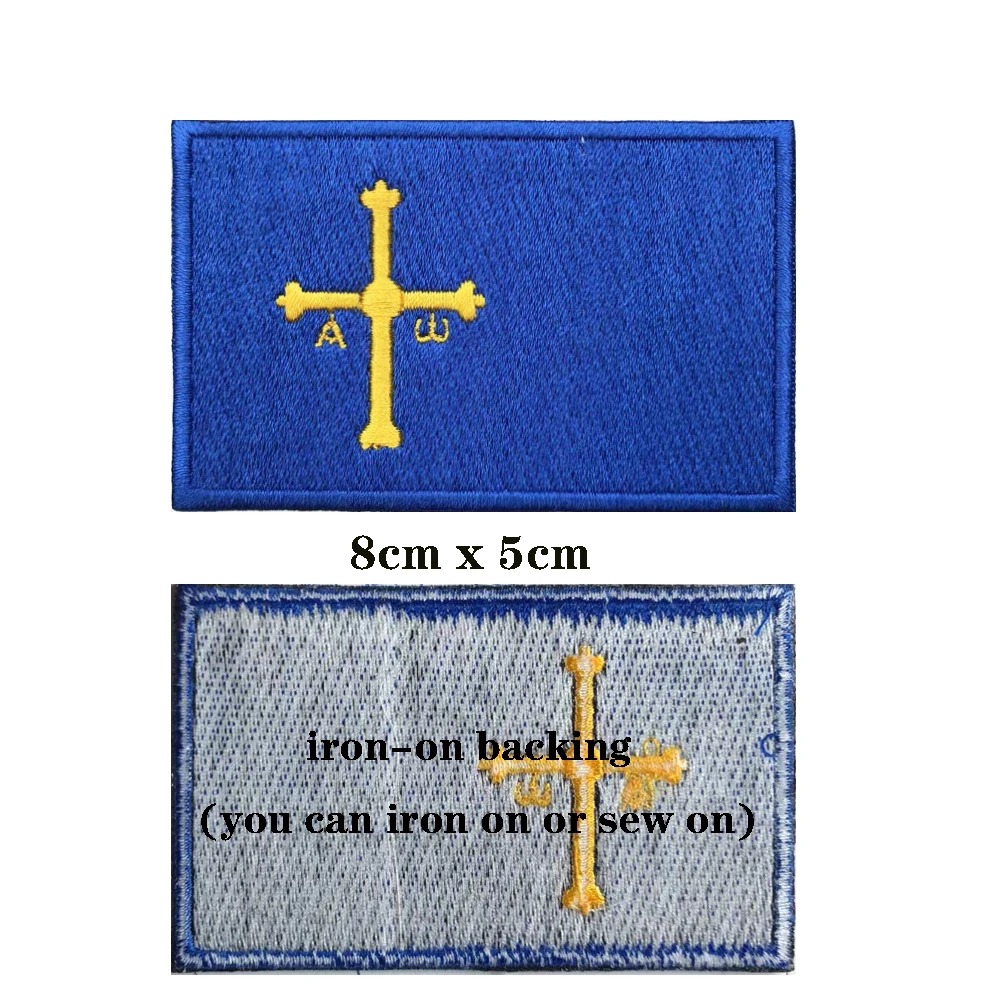 Parches bordados de la bandera de Asturias, banda para el brazo, gancho y bucle, insignia de hierro, raya militar, 1 unidad - imagen 3