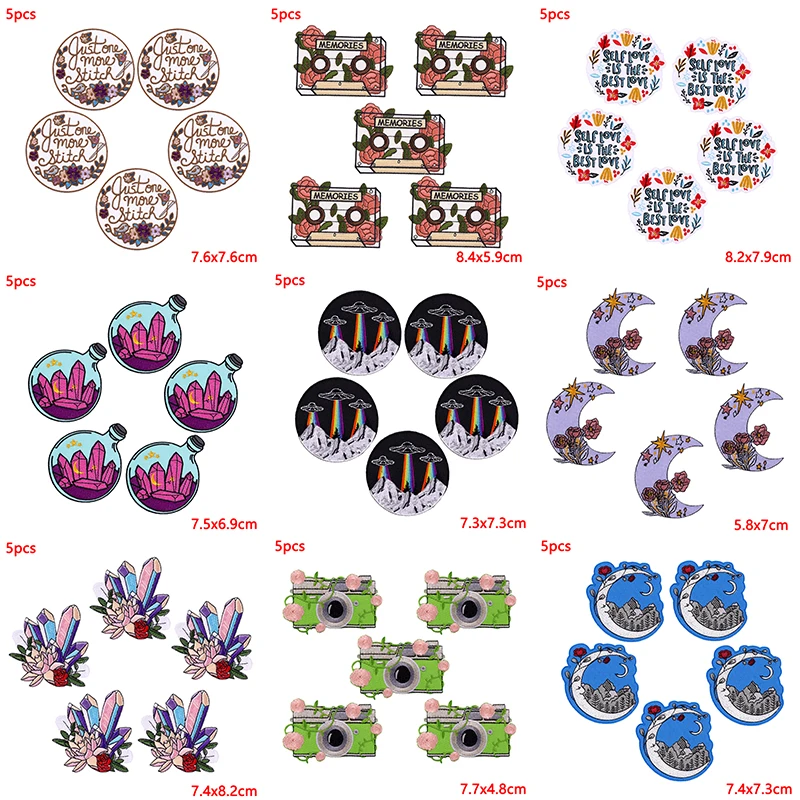 5 unids/lote de parches bordados de animales y flores para ropa, parches termoadhesivos para ropa, parche de Hip Hop, apliques para planchar