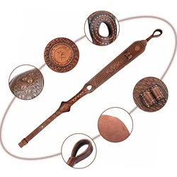 Correa de Rifle de Cuero para Tiro Tourbon, Correa de Hombro para Pistola Marrón con Porta Cartuchos, Longitud Ajustable 105cm, Accesorios de Caza